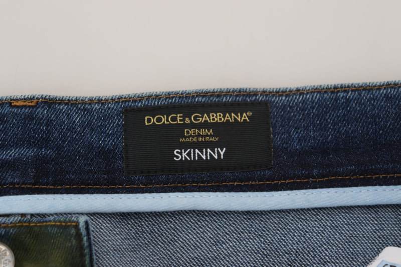 Jeans en jean skinny bleu vert de Dolce &amp; Gabbana