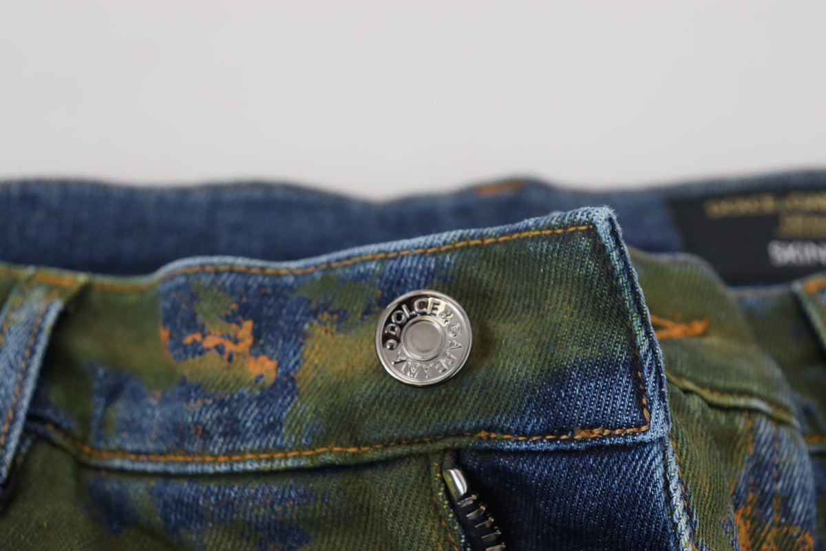 Jeans en jean skinny bleu vert de Dolce &amp; Gabbana