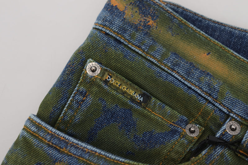 Jeans en jean skinny bleu vert de Dolce &amp; Gabbana