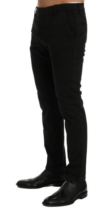 Costume National Pantalon en coton extensible noir, coupe slim.