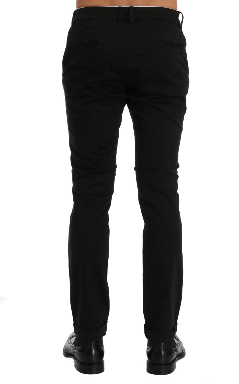 Costume National Pantalon en coton extensible noir, coupe slim.