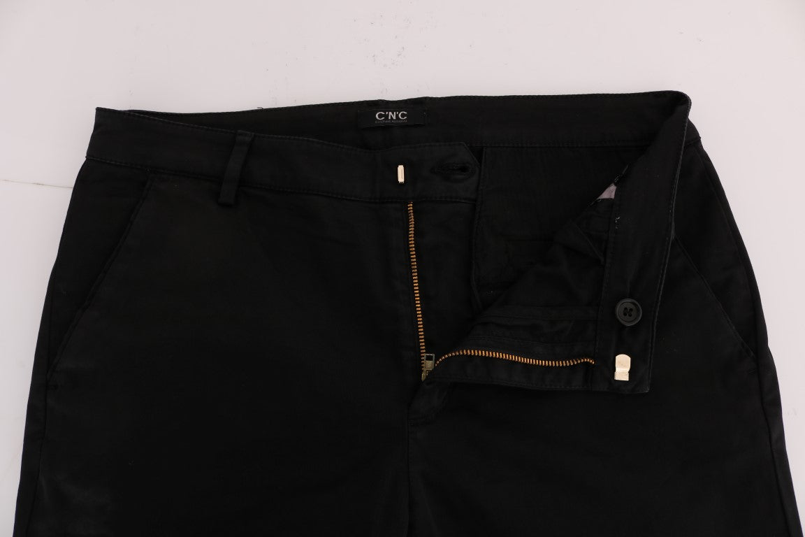 Costume National Pantalon en coton extensible noir, coupe slim.