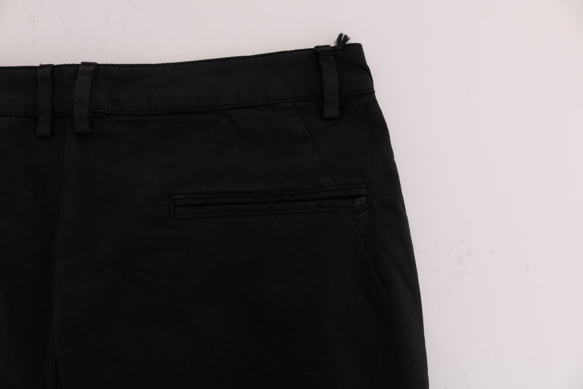 Costume National Pantalon en coton extensible noir, coupe slim.