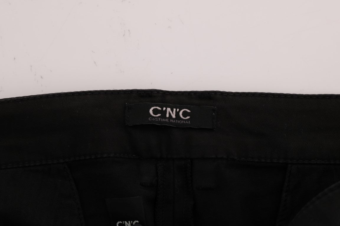Costume National Pantalon en coton extensible noir, coupe slim.