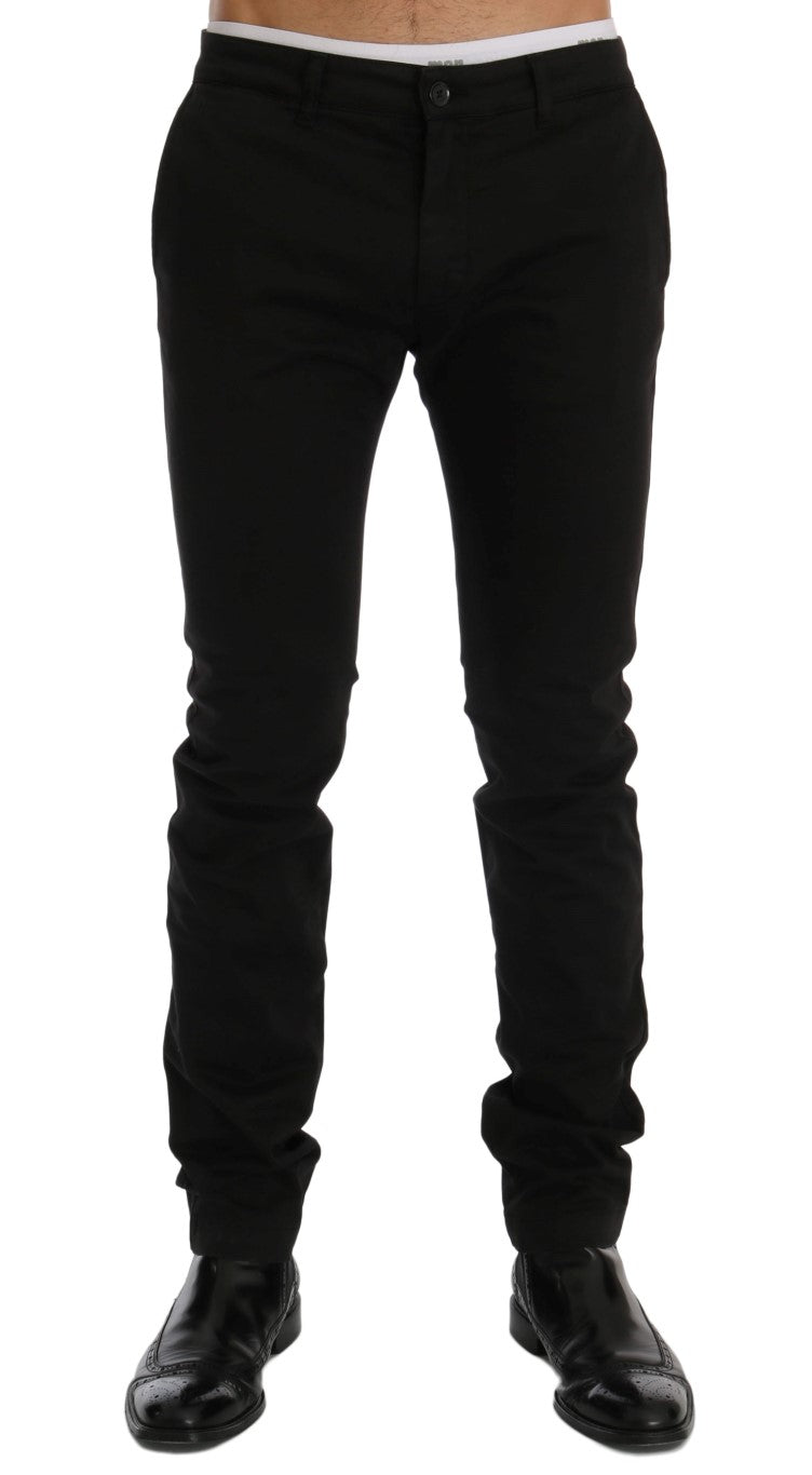 Pantalon chino en coton extensible noir GF Ferre