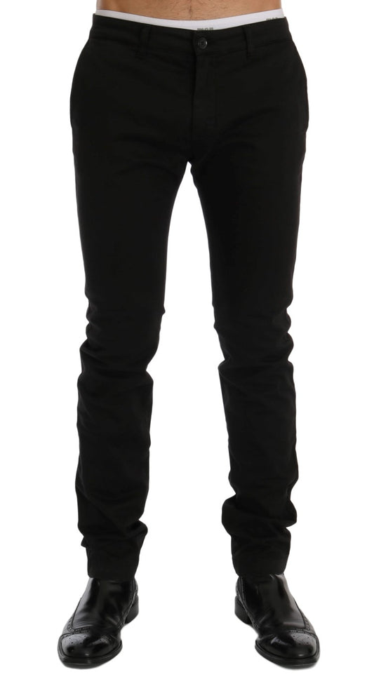 Pantalon chino en coton extensible noir GF Ferre