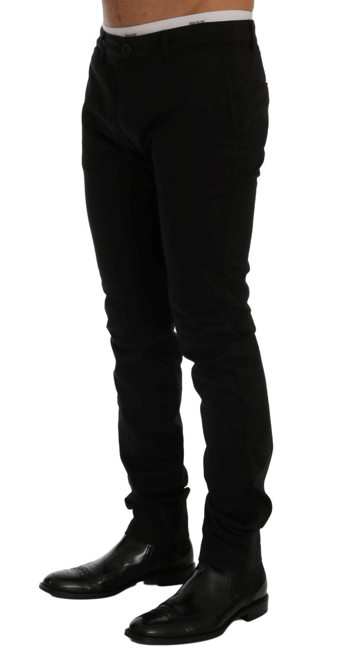 Pantalon chino en coton extensible noir GF Ferre