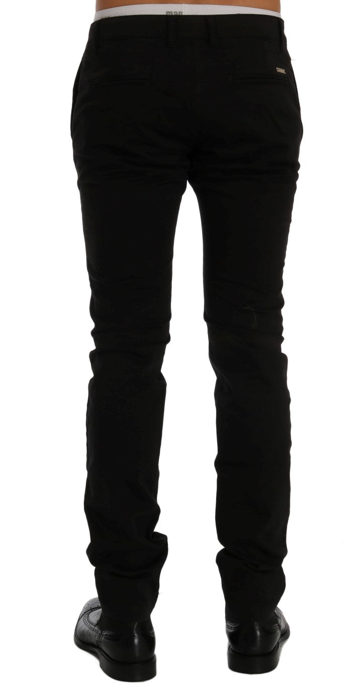 Pantalon chino en coton extensible noir GF Ferre