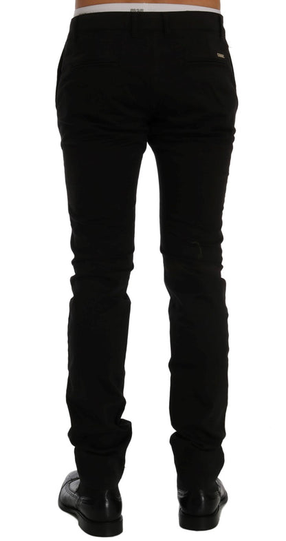 Pantalon chino en coton extensible noir GF Ferre