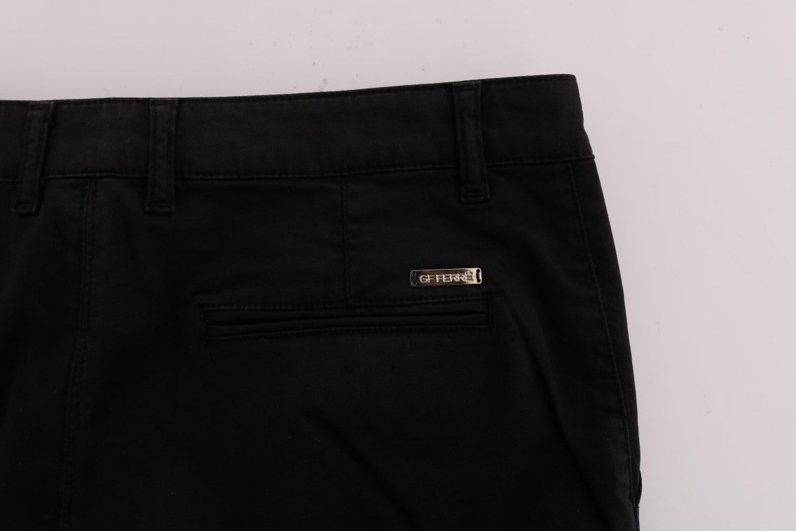 Pantalon chino en coton extensible noir GF Ferre