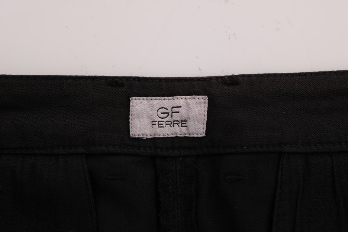 Pantalon chino en coton extensible noir GF Ferre