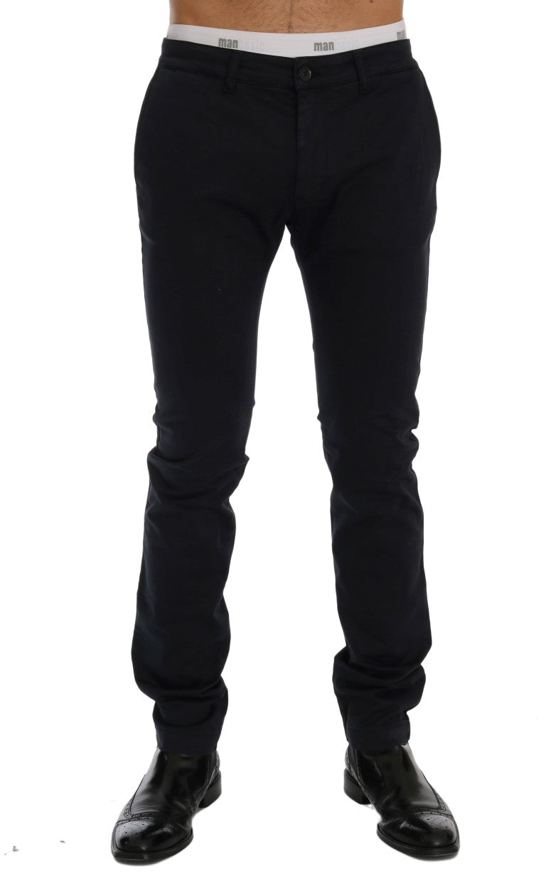 Pantalon chino en coton extensible bleu GF Ferre