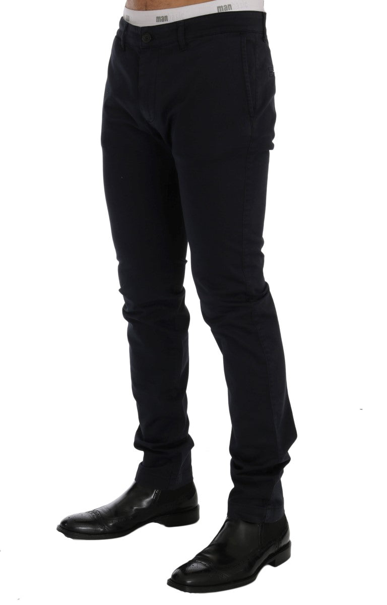 Pantalon chino en coton extensible bleu GF Ferre