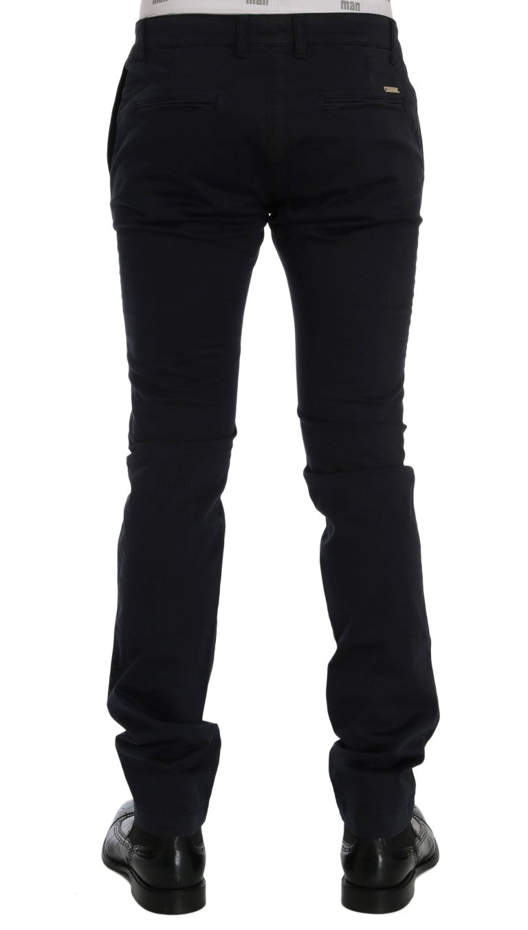 Pantalon chino en coton extensible bleu GF Ferre