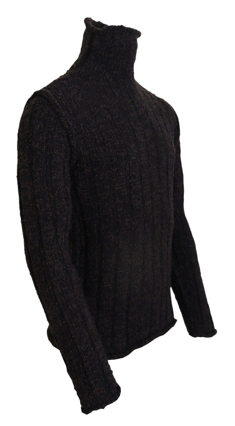 Pull en laine à col montant en tricot brun de Dolce &amp; Gabbana