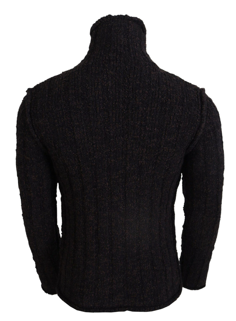 Pull en laine à col montant en tricot brun de Dolce &amp; Gabbana