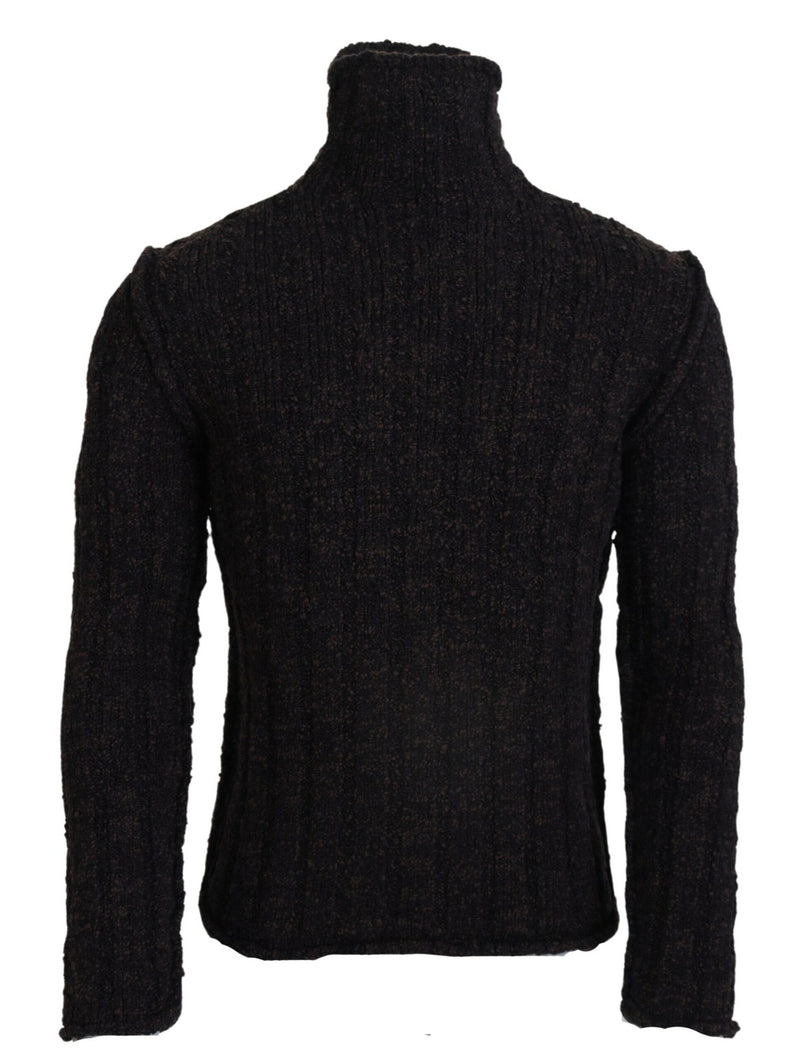 Pull en laine à col montant en tricot brun de Dolce &amp; Gabbana