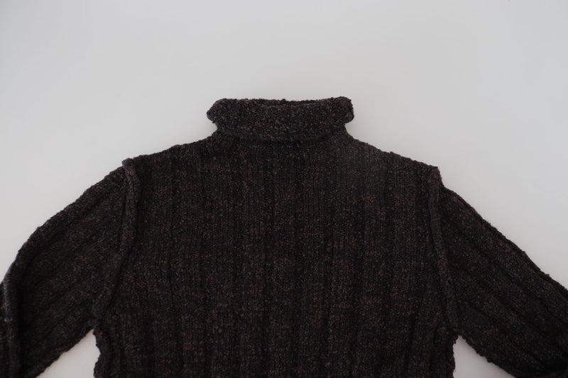 Pull en laine à col montant en tricot brun de Dolce &amp; Gabbana