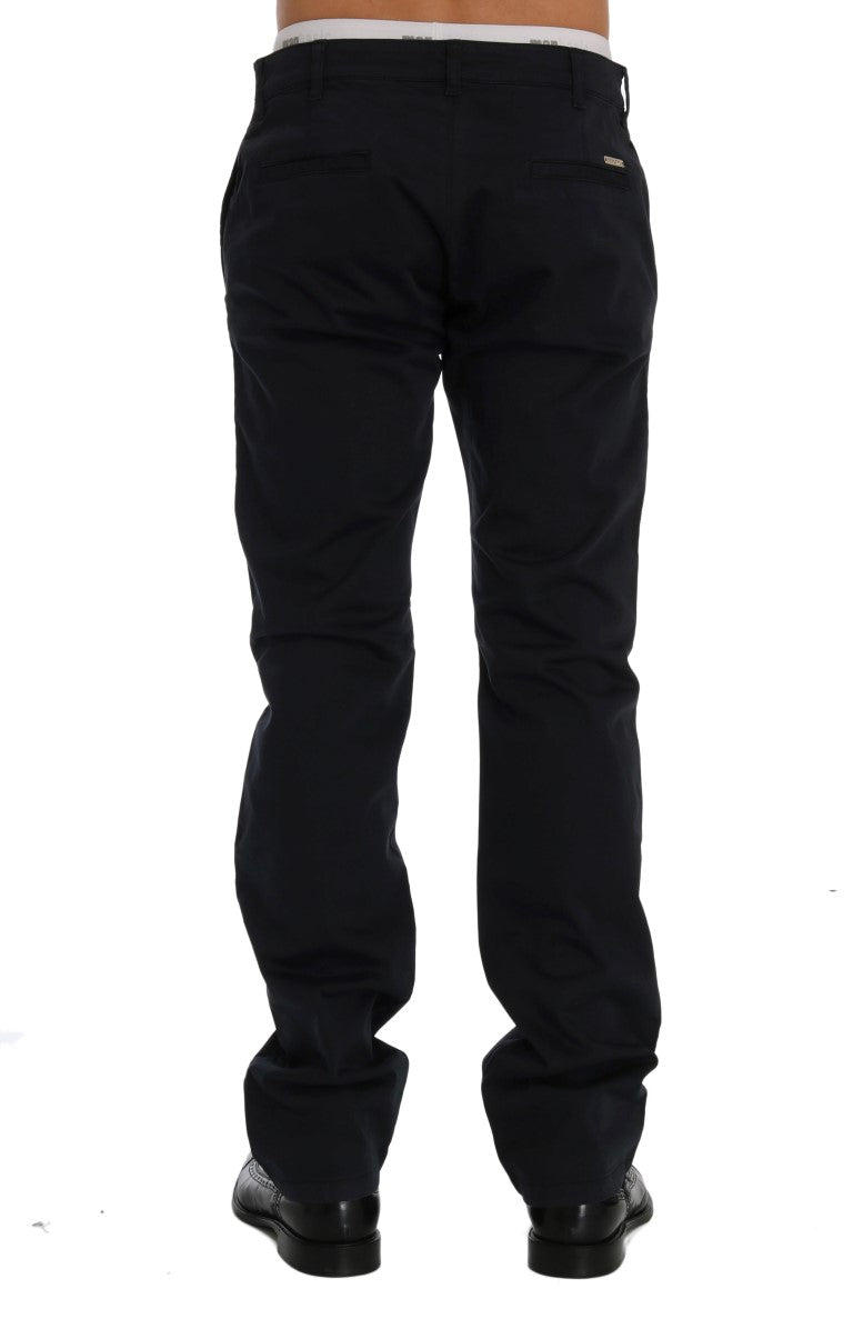 Pantalon chino en coton extensible bleu GF Ferre