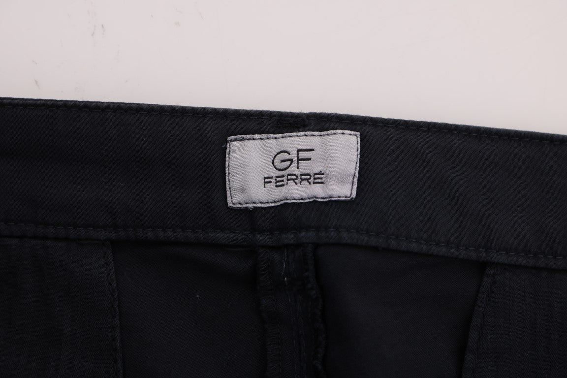 Pantalon chino en coton extensible bleu GF Ferre