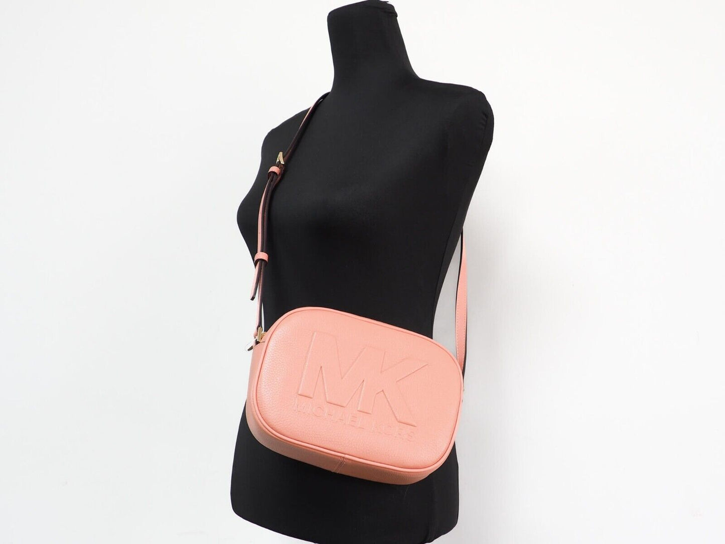 Michael Kors Jet Set Travel Medium Sherbert Lederen Oval Camera Crossbody Tas