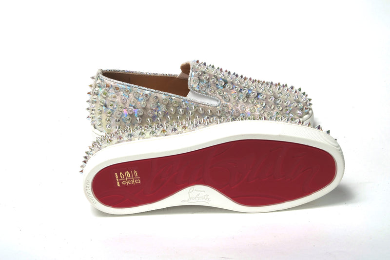 Christian Louboutin White Ab/Clear Ab Roller Boat Sneaker Femme