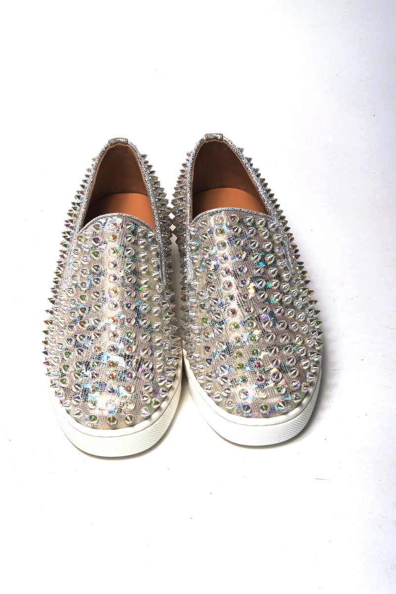 Christian Louboutin White Ab/Clear Ab Roller Boat Sneaker Femme