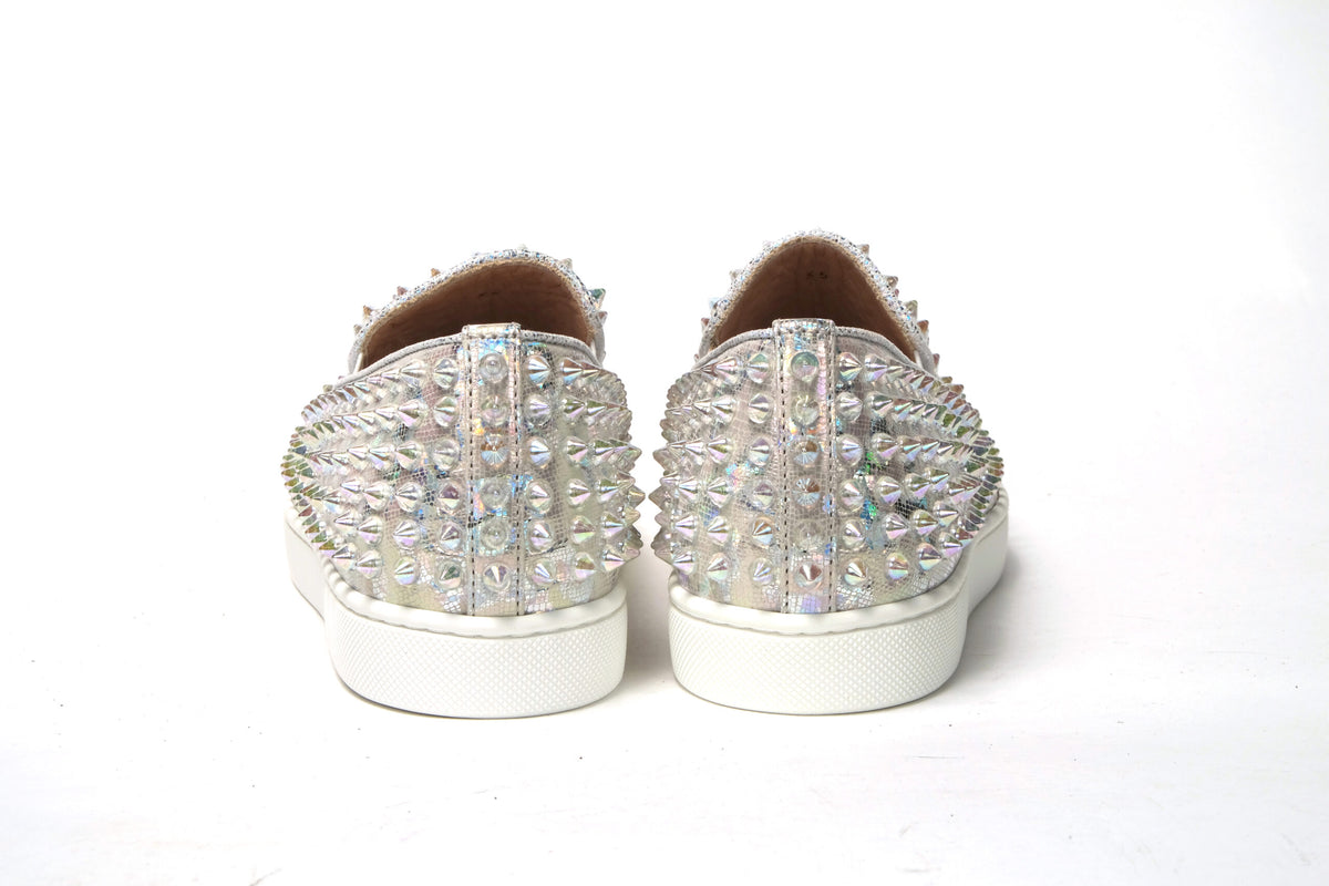 Christian Louboutin White Ab/Clear Ab Roller Boat Sneaker Femme