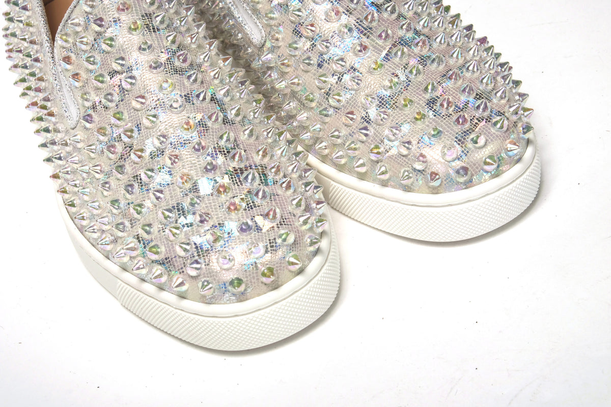 Christian Louboutin White Ab/Clear Ab Roller Boat Sneaker Femme