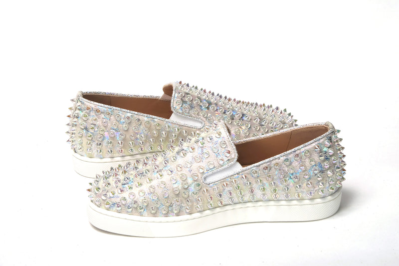 Christian Louboutin White Ab/Clear Ab Roller Boat Sneaker Femme