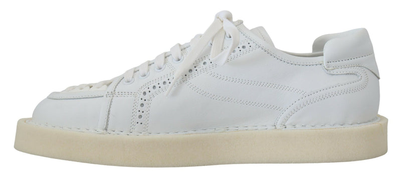 Dolce & Gabbana White Leather Low Top Oxford Sneakers