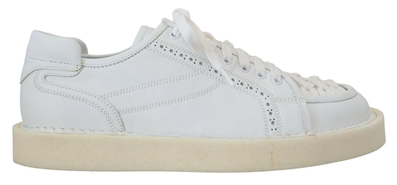 Dolce & Gabbana White Leather Low Top Oxford Sneakers