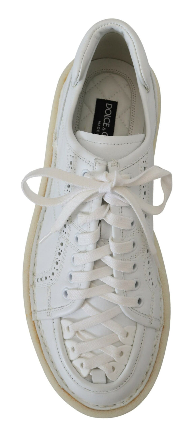Dolce & Gabbana White Leather Low Top Oxford Sneakers