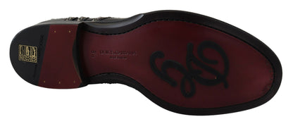 Dolce & Gabbana leren derbieschoenen in het zwart, met studs.