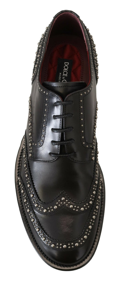 Dolce & Gabbana leren derbieschoenen in het zwart, met studs.
