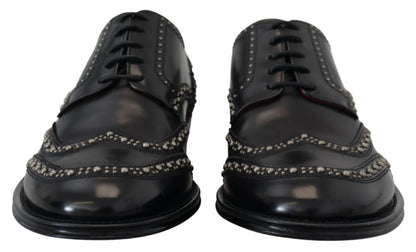 Dolce & Gabbana leren derbieschoenen in het zwart, met studs.