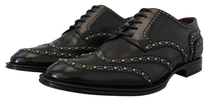 Dolce & Gabbana leren derbieschoenen in het zwart, met studs.