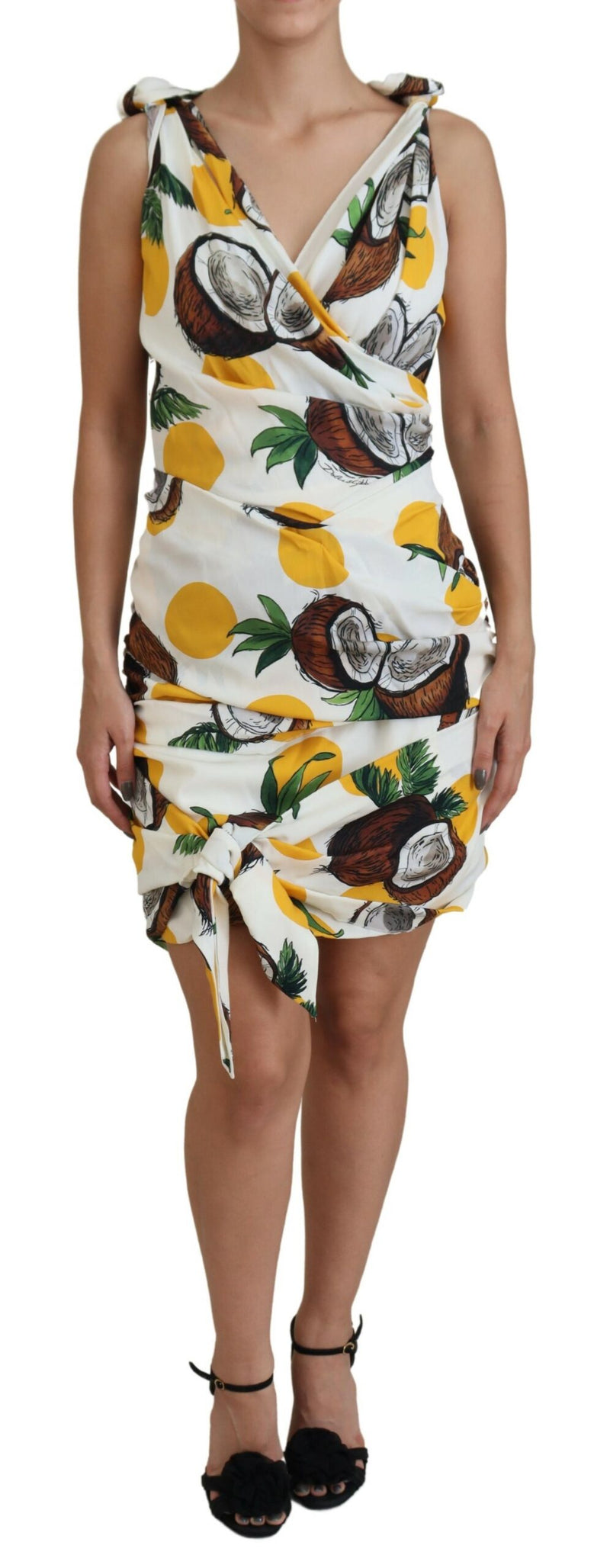 Robe Mini Sheath Imprimée Coco Blanche Dolce & Gabbana