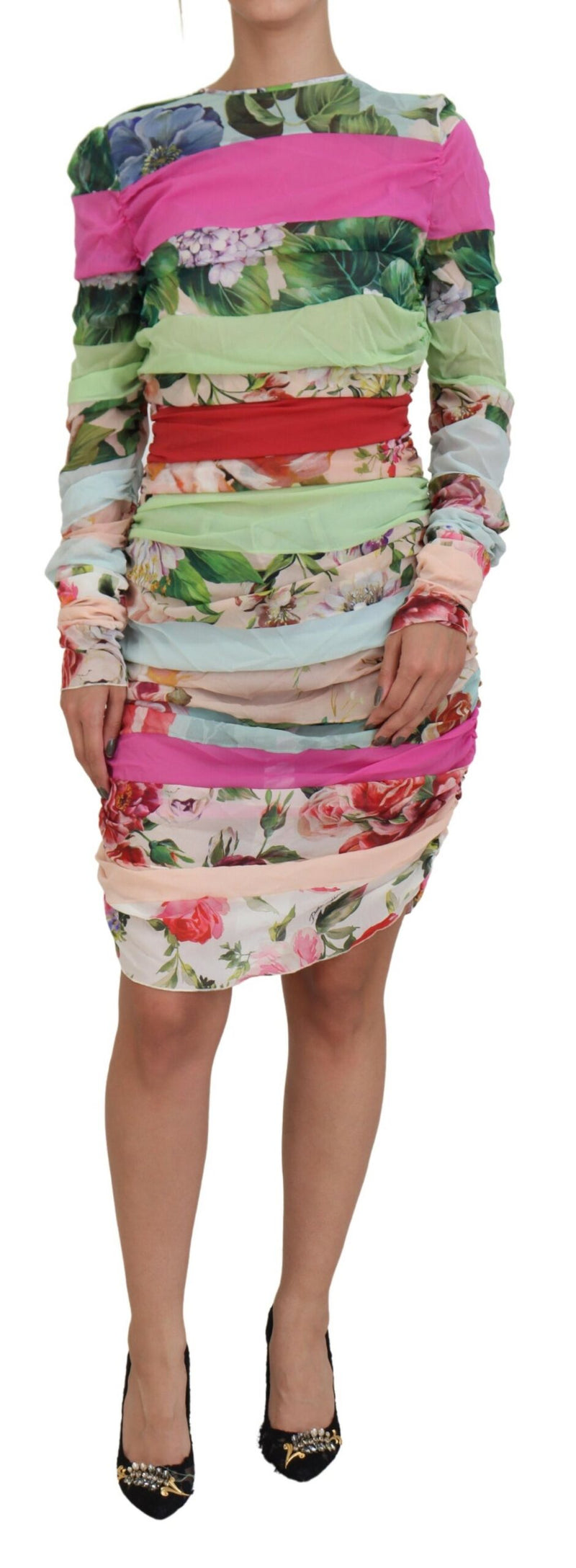 Robe fourreau en soie multicolore Dolce & Gabbana