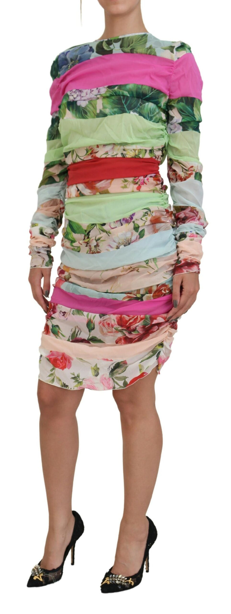 Robe fourreau en soie multicolore Dolce & Gabbana