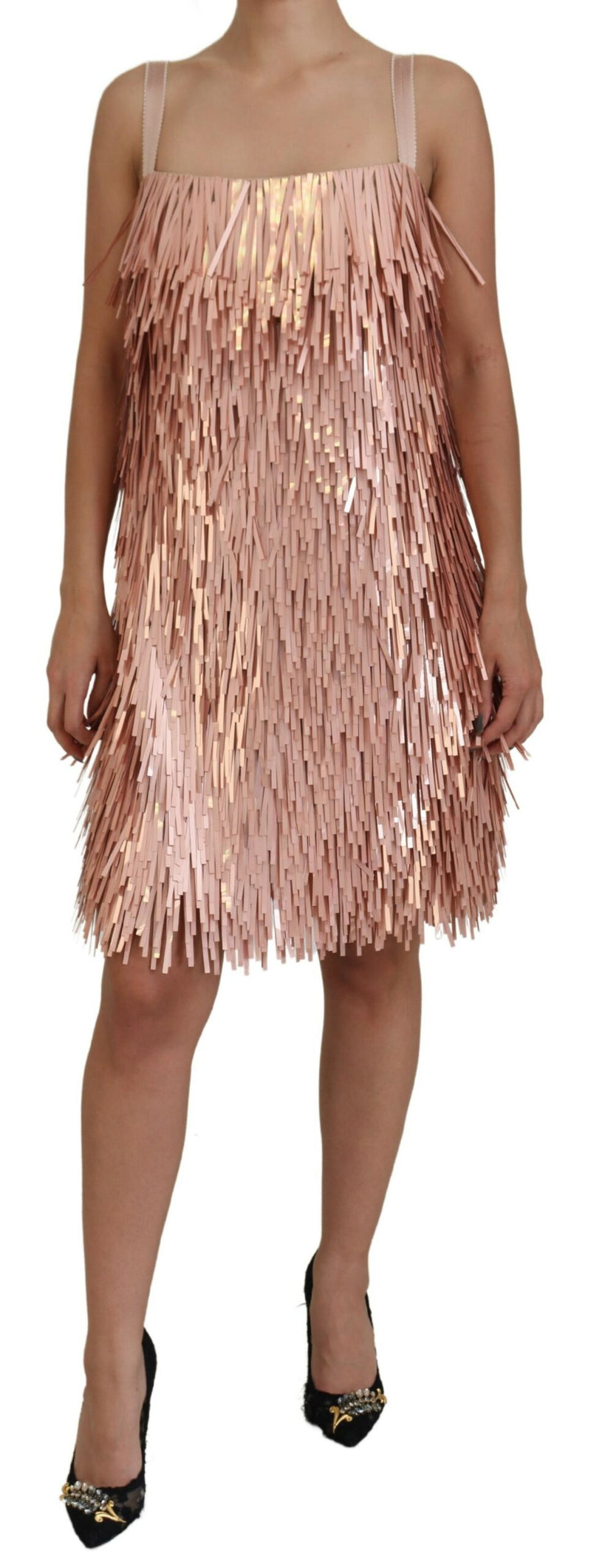 Robe A-ligne sans manches en tinsel rose Dolce & Gabbana