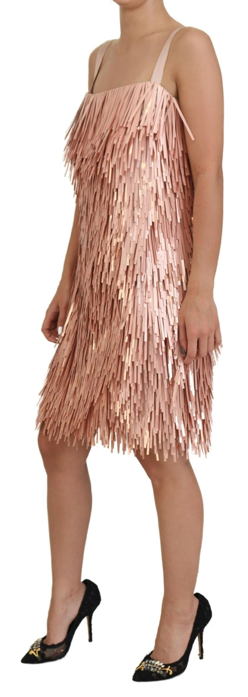 Robe A-ligne sans manches en tinsel rose Dolce & Gabbana