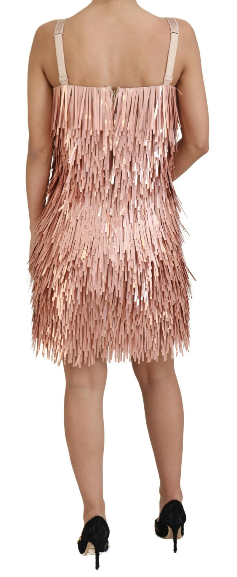 Robe A-ligne sans manches en tinsel rose Dolce & Gabbana
