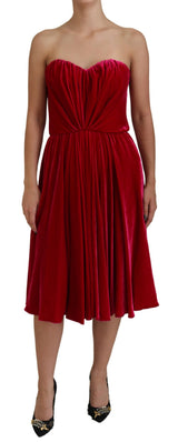 Robe Midi A-Line Sans Manches en Viscose Rose Dolce & Gabbana
