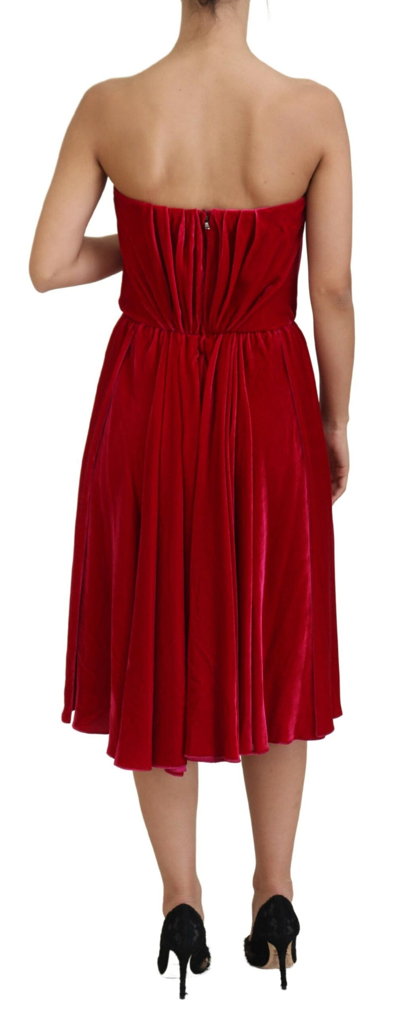 Robe Midi A-Line Sans Manches en Viscose Rose Dolce & Gabbana