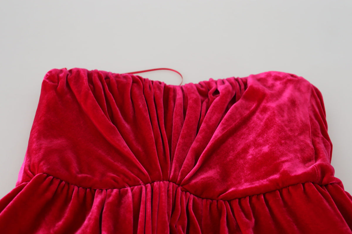 Robe Midi A-Line Sans Manches en Viscose Rose Dolce & Gabbana