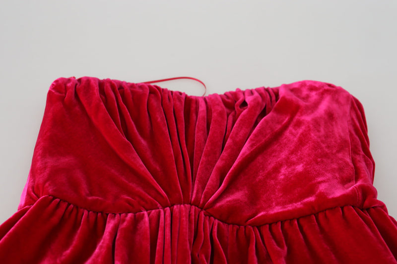 Robe Midi A-Line Sans Manches en Viscose Rose Dolce & Gabbana
