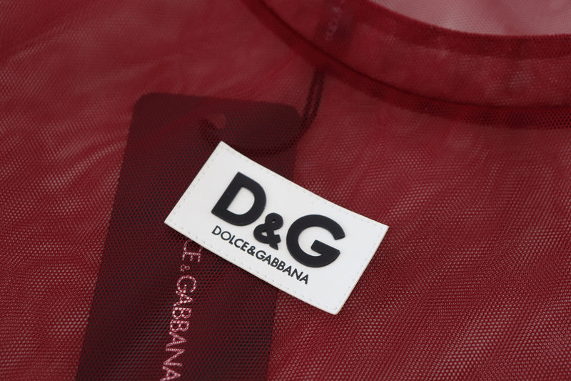 Robe Mini Shift à Deux Couches en Nylon Maroon Dolce & Gabbana