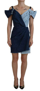 Robe Mini en Jean Patchwork Bleu Bicolore Dolce & Gabbana