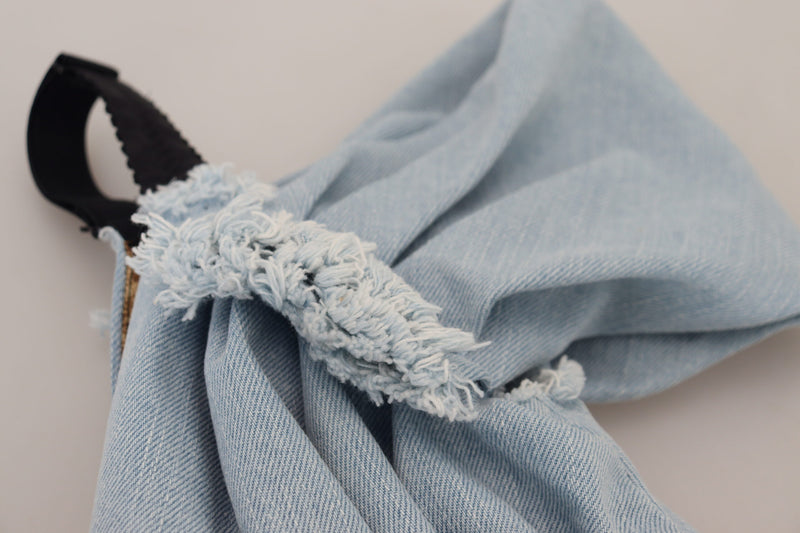 Robe Mini en Jean Patchwork Bleu Bicolore Dolce & Gabbana
